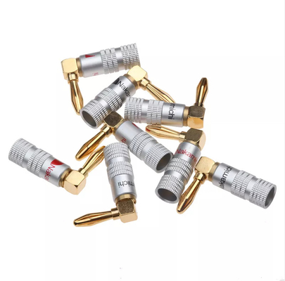 Hexie Right Angle Nakamichi Banana Plugs Jack Silver Color Multiscene