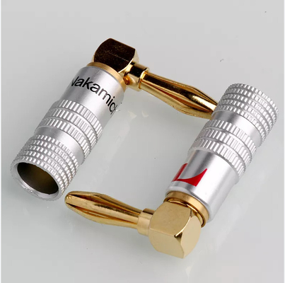 Hexie Right Angle Nakamichi Banana Plugs Jack Silver Color Multiscene