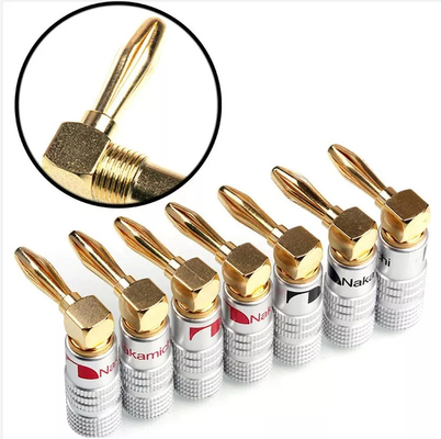 Hexie Right Angle Nakamichi Banana Plugs Jack Silver Color Multiscene