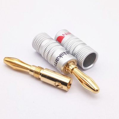 Gold Plated Male Nakamichi Banana Plugs 4mm For Audio Jack Speaker